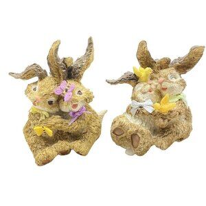 VTG 90s Y2K Easter Bunny Rabbit Figurines Set of 2 Butterflies‎ & Birds 4" Kmart